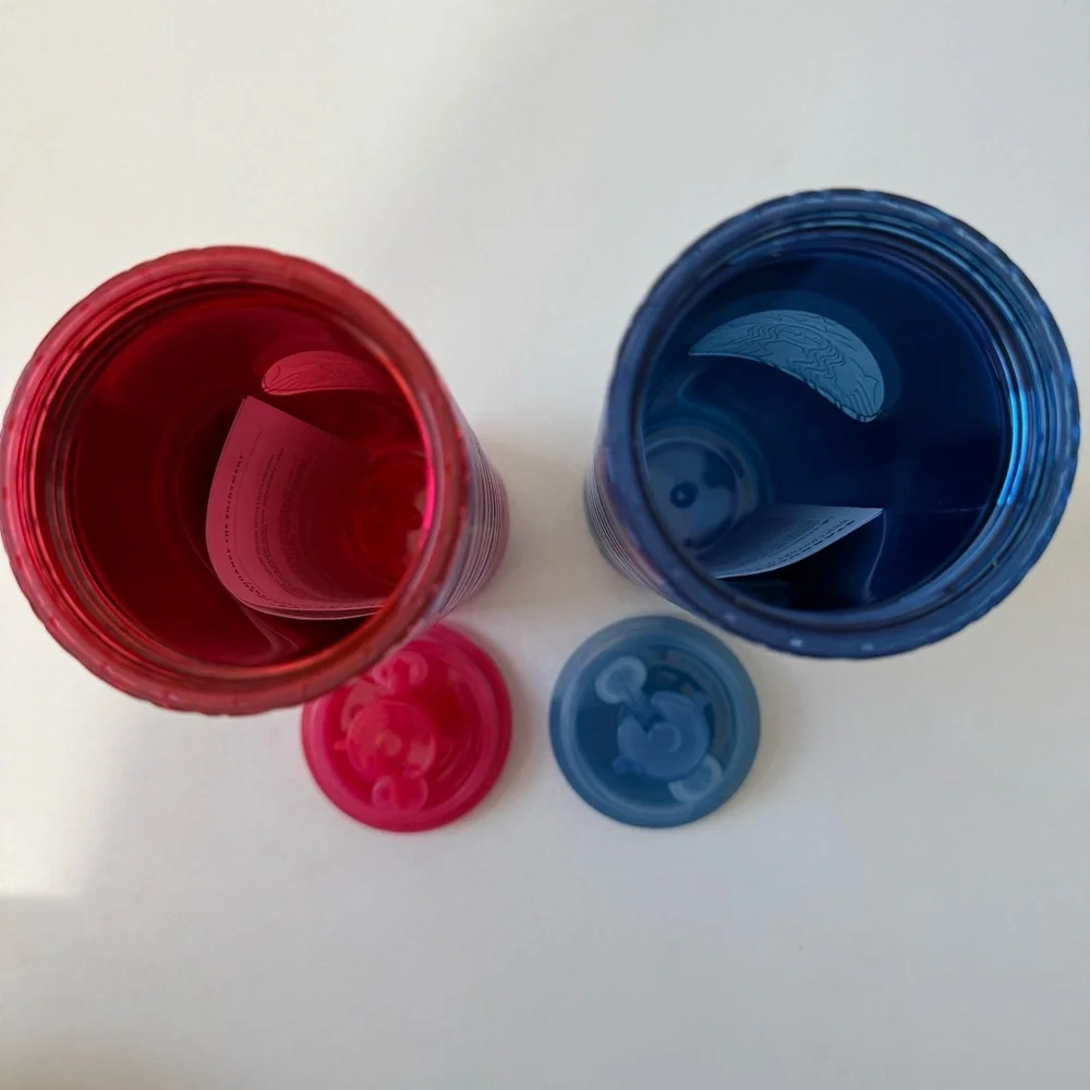 Starbucks 2022 Holiday Candy Cane Swirl Acrylic Tumbler Bundle Pink & Blue 16 OZ
